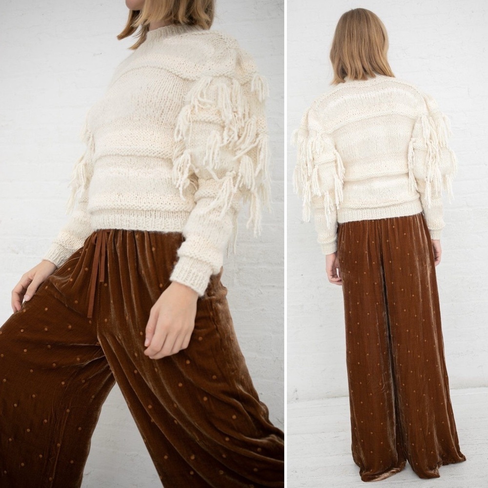 Ulla Johnson Delma Fringe Pullover Sweater Cream Ivory Tassel Knit Size P / XS - Picture 13 of 16